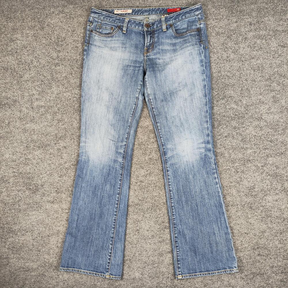 X2 Slim W10 Jeans Womens 12 Long Blue Medium Wash Low Rise Bootcut Denim